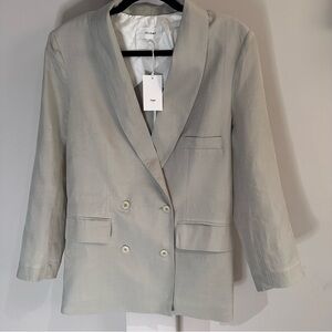 JELOME LA VIE Pistachio Green  Linen Double Breasted Oversized Blazer  Small